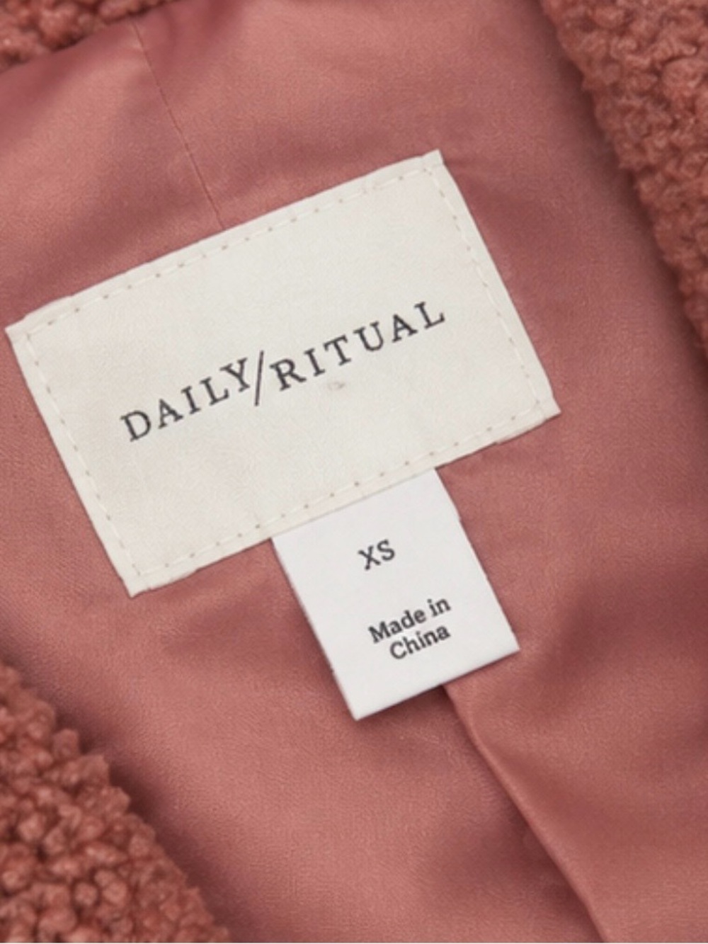 Teddy Sherpa Coat Jacket Dusty Rose XS NWOT - Picture 4 of 5